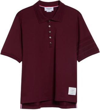 Thom Browne 4-Bar Cotton Jersey Polo in Burgundy at Nordstrom, Size 5