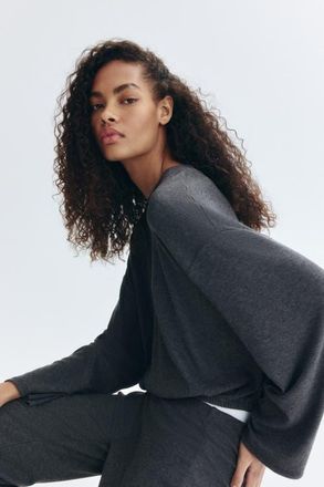 H&M Oversized Top in Dark Gray Melange at Nordstrom, Size X-Small