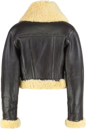 Jacquemus Womens Brown Leather Aviator Jacket Lamb