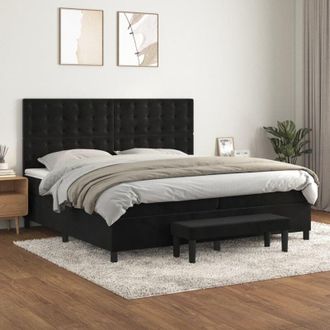 vidaXL Vidaxl - Cama Box Spring Con Colch&oacute;n Terciopelo Negro 200x200 Cm