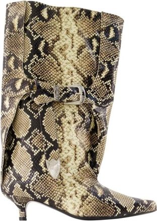 Toga Archives Archives Snake Embossed Boot - Dames - Laarzen met Hak - Veelkleurig - 37 EU - Leer - Schoenen