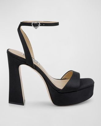 Badgley Mischka Caia Crystal Heart Platform Sandals
