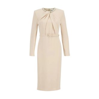 Roland Mouret Dames, Jurken, Beige, Maat: 2XS Leer