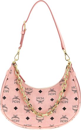 MCM Aren Crescent Hobo Shoulder Bags Pink