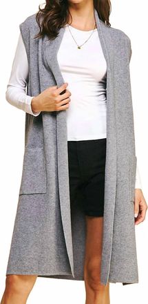 Pinch Design Marny Long Vest Cardigan In Heathered Grey