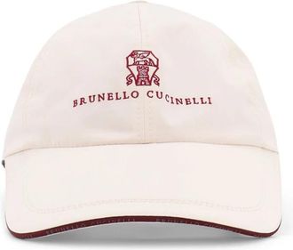 Brunello Cucinelli Logo Baseball Cap - unisex - Petten - Wit - L - Polyester - Accessoires