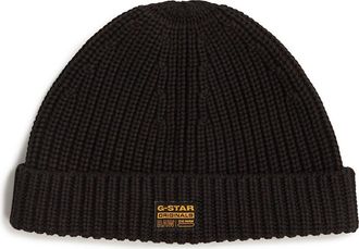 G-Star Originals Ribbed Fisherman Beanie in Dark Black at Nordstrom