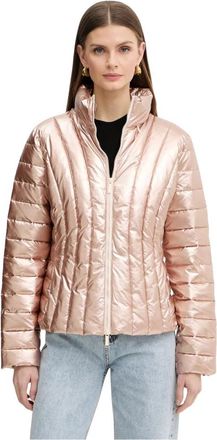 A|X Armani Exchange Jassen, Dames, Geel, S, Leer, Opstaande kraag gewatteerde jas