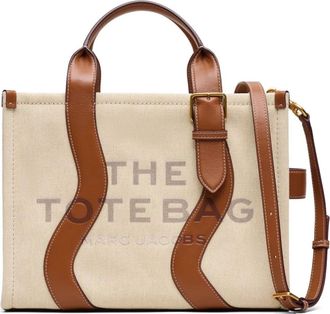 Marc Jacobs Wavy Canvas Medium Tote Bag - Dames - Shoppers - Beige - ONE Size - Leer - Tassen