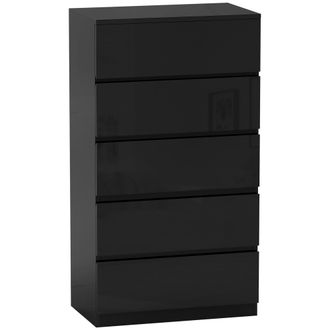 OEM C&oacute;moda Con 5 Cajones Cajonera De Estilo Moderno Para Dormitorio Entrada Sal&oacute;n 55x34x100 Cm Negro
