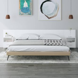 vidaXL Cabecero De Cama Con Mesitas Madera Contrachapada Blanco Vidaxl