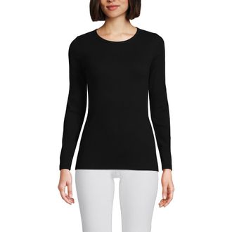 Lands End Cotton Rib T-shirt in Black at Nordstrom, Size Small
