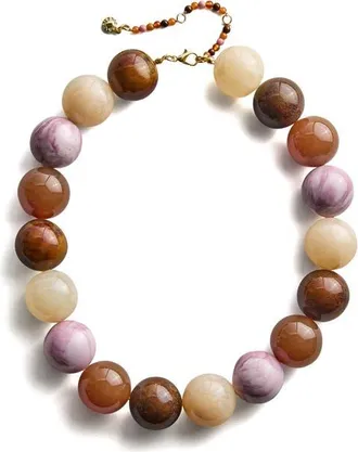BaubleBar Jane Rainbow Semiprecious Beaded Necklace in Brown Multi at Nordstrom
