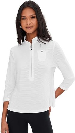 Jamie Sadock Long Sleeve Pullover Top Quarter Zip Womens Clothing White : SM, Polyester/Spandex