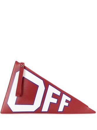 Off-white Clutch met logoprint - Rood