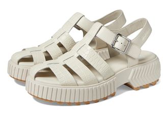 Sorel ONAtm Streetworks Fisherman Mid Sandal Womens Shoes Chalk/Sea Salt : 9.5 B - Medium, Leather