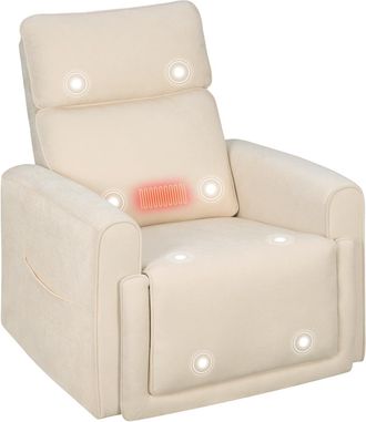 Woltu Woltu Sill&oacute;n Reclinable Ergon&oacute;mico Con Masaje Y Respaldo Calefactable, Reclinable Hasta 138&deg;, Color Beige
