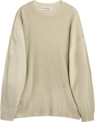 Our Legacy Slant Knit - Heren - Ronde hals truien - Beige - S - Wol - Truien & Vesten
