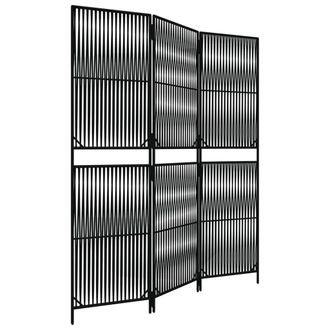vidaXL Biombo De 3 Paneles Rat&aacute;n Sint&eacute;tico Negro Vidaxl