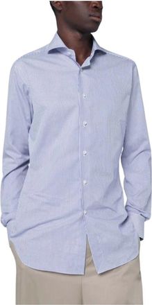 Xacus Witte Katoenen Overhemd Klassieke Stijl - Heren - Zakelijke Overhemden - Blauw - XL - Katoen - Overhemden