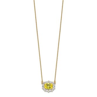 Diamond2Deal 14k Yellow Gold 1 Ct Lab Grown Diamond and Created Yellow Sapphire Pendant Necklace