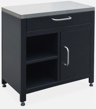 Sweeek Cocina Exterior De Acero 1 Caj&oacute;n Y 1 Puerta, 80cm