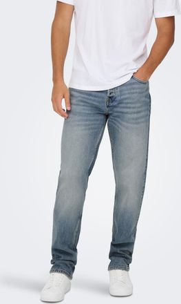 Only & Sons Straight-Jeans ONLY & SONS ONSEDGE PERFORMANCE LB 3816 DOT DNM NOOS, Herren, Gr. 28, L&auml;nge 30, light blau denim, Denim/Jeans, Obermaterial: 99% Baumwo
