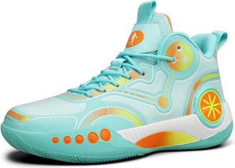 Generic Unisex Fashionable Basketball Shoes Shock-Absorbing Anti Slip Breathable Youth Outdoor Sports Training Walking Shoes(Green,5.5 UK)