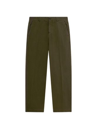 Ballantyne Olive Green Cotton Wide-Leg Pants