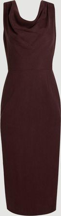 Karen Millen Womens Tencel Blend Tailored Cowl Neck Midi Dress - Chocolate Lyocell - Size 12 UK