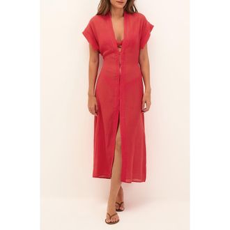 Vix Fuji Cover-Up Midi Dress in Red at Nordstrom, Size X-Small