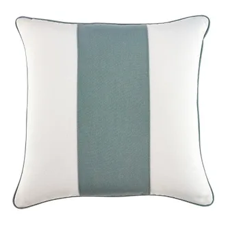 Ballard Designs Colorblock Sunbrella Outdoor Pillow Cover - Spa/White, 12 x 20 - Ballard Designs