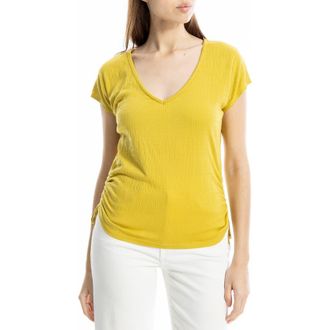 Max Studio Cap Sleeve Ruched Crinkled Knit Top in Cress at Nordstrom Rack, Size X-Small