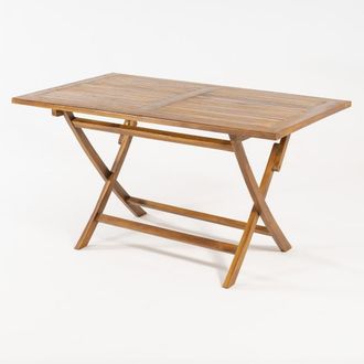 ED&Egrave;N JARD&Iacute; Mesa de jard&iacute;n rectangular plegable de teca 140x80 cm