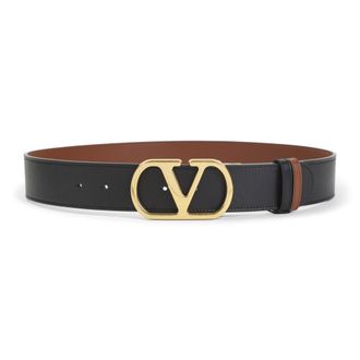 Valentino Garavani Black VLogo Solid Reversible Belt