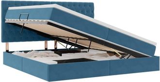 vidaXL Storage Bed with Mattress Dark Blue 200 x 200 cm Velvet vidaXL