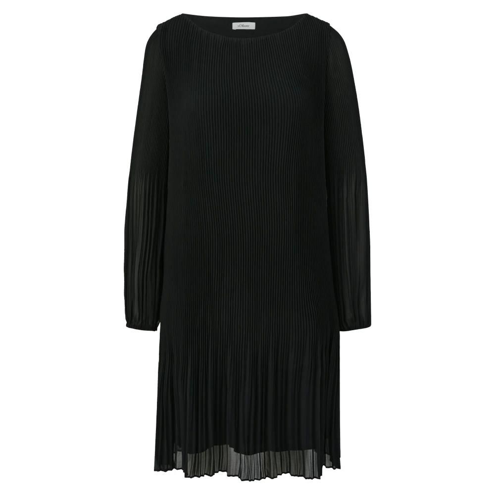 S Oliver Jurk Watervalhals BLACK LABEL Knielange Jurk Met All-over