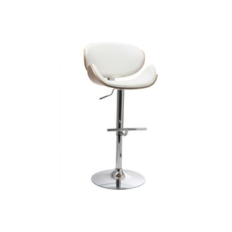 Miliboo Taburete De Bar Dise&ntilde;o Blanco Y Madera Clara Walnut