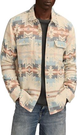 Lucky Brand Southwest Pattern Jacquard Cotton Button-Up Shirt in Natural Multi at Nordstrom, Size X-Large