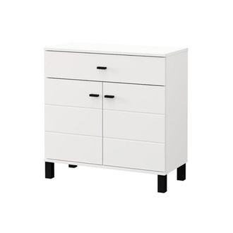 Dmora Aparador Pisac, Mueble Con 2 Estantes, Un Caj&oacute;n, 2 Puertas, 77x35x78h Cm Blanco