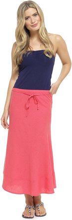 Tom Franks Womens Tom Franks Bias Cut Easy Care Linen Summer Flared Maxi Skirt Coral 14