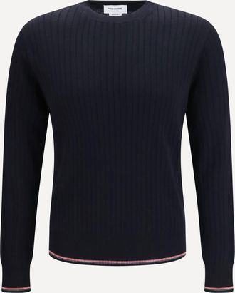 Thom Browne Crewneck cotton knit Sweater with 4-bar detail Male 3