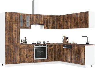 vidaXL Vidaxl - Mueble Cocina Lucca Roble Ahumado 14 Pzas Madera Contrachapada
