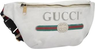 Gucci Vintage, unisex, Wit, ONE Size, Leer, Pre-owned Logo heuptas