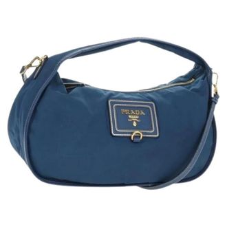 Prada Pre-owned Vintage Schoudertas - Dames - Pre-owned - Blauw - Maat: ONE Size Leer