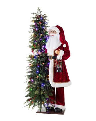 Glitzhome Handmade Traditional Santa With Tree