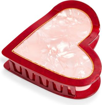 Frasier Sterling Heart Claw Clip in Pink at Nordstrom