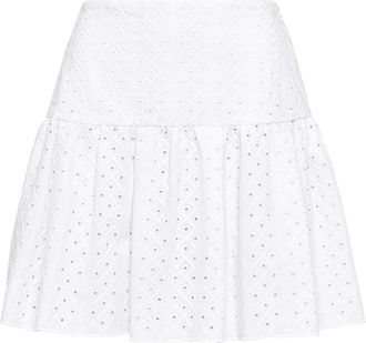 MVP Wardrobe Hoge Taille Witte Sangallo Mini Rok - Dames - Korte rokken - Wit - XS - Katoen - Rokken