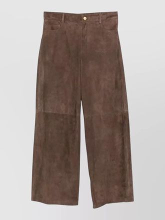Max Mara smmfulmine suede trousers wide leg belt loops