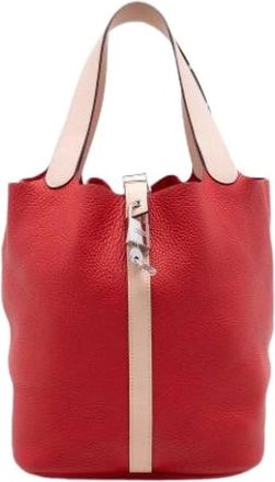 Herm&egrave;s Pre-owned Picotin Lock 26 - Dames - Vintage Tas - Rood - ONE Size - Leer - Vintage